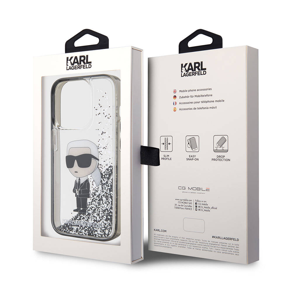 Karl Lagerfeld iPhone 15 Pro Max İkonik Sıvılı Glitter Orjinal Lisanslı Telefon Kılıfı - 7