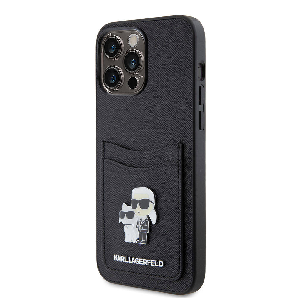 Karl Lagerfeld iPhone 15 Pro Max Kartlıklı Metal Logo Orjinal Lisanslı Telefon Kılıfı - 2