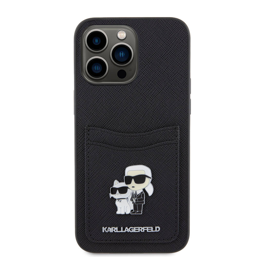 Karl Lagerfeld iPhone 15 Pro Max Kartlıklı Metal Logo Orjinal Lisanslı Telefon Kılıfı - 3