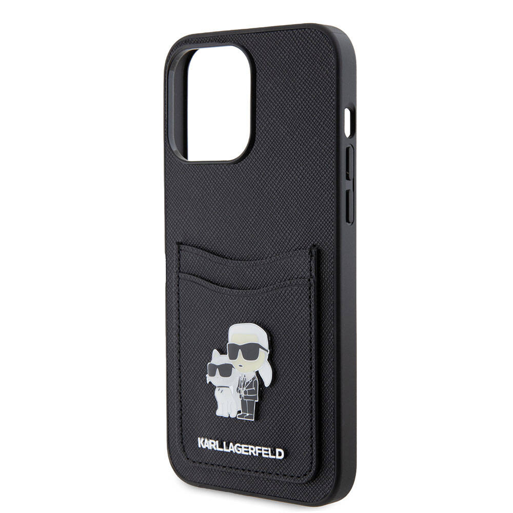 Karl Lagerfeld iPhone 15 Pro Max Kartlıklı Metal Logo Orjinal Lisanslı Telefon Kılıfı - 5