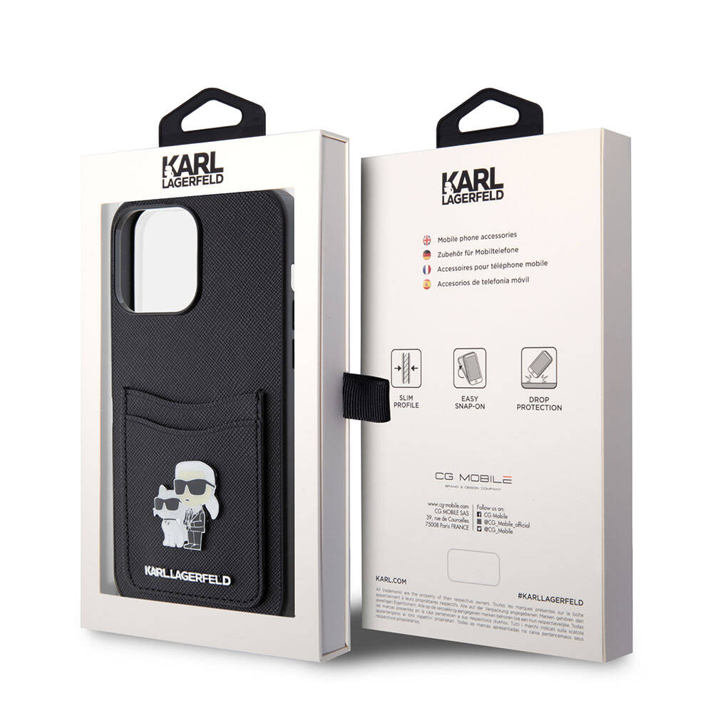 Karl Lagerfeld iPhone 15 Pro Max Kartlıklı Metal Logo Orjinal Lisanslı Telefon Kılıfı - 7