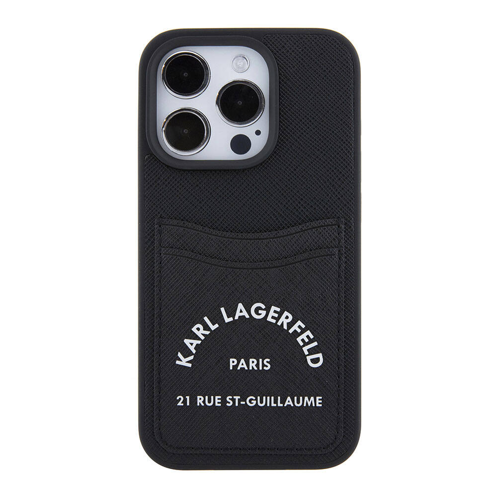 Karl Lagerfeld iPhone 15 Pro Max Kartlıklı Saffiano 3D RSG Logo Orjinal Lisanslı Telefon Kılıfı - 4