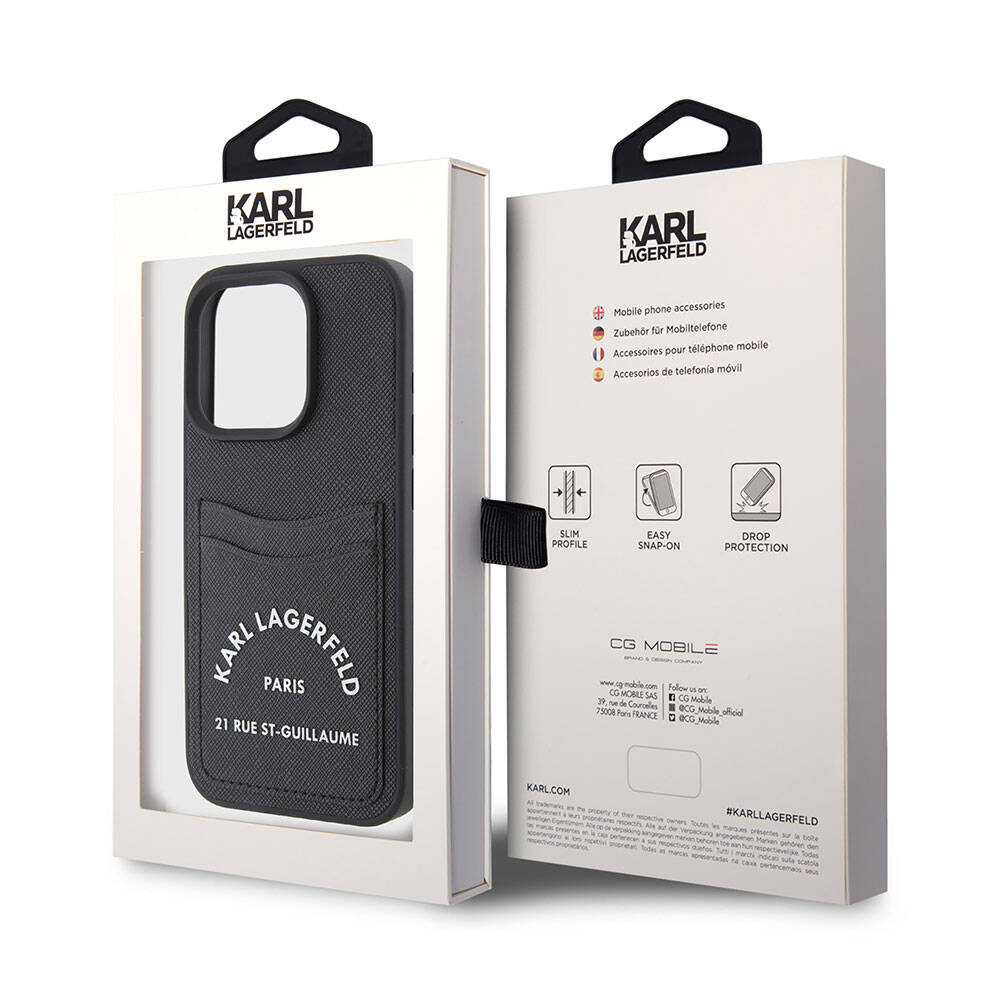 Karl Lagerfeld iPhone 15 Pro Max Kartlıklı Saffiano 3D RSG Logo Orjinal Lisanslı Telefon Kılıfı - 7