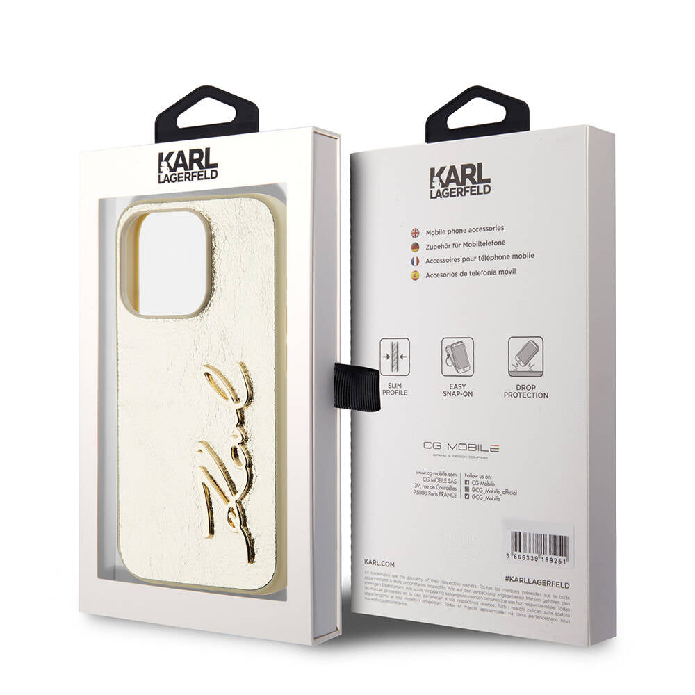 Karl Lagerfeld iPhone 15 Pro Max Orjinal Lisanslı 3D KL Yazılı Tüylü Arka Yüzey Saffiano Rhinestones Telefon Kılıfı - 14