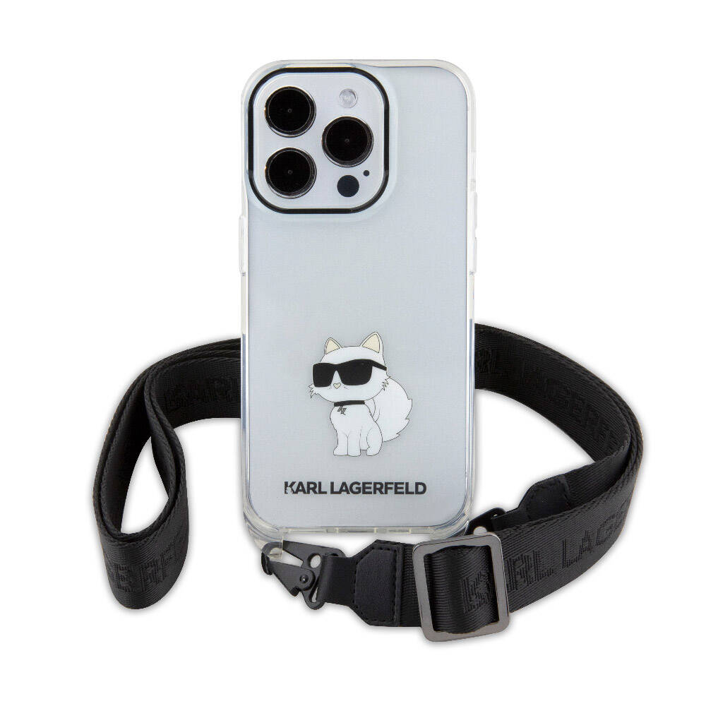 Karl Lagerfeld iPhone 15 Pro Max Orjinal Lisanslı Boyun Askılı Choupette İkonik Crossbody Telefon Kılıfı - 2
