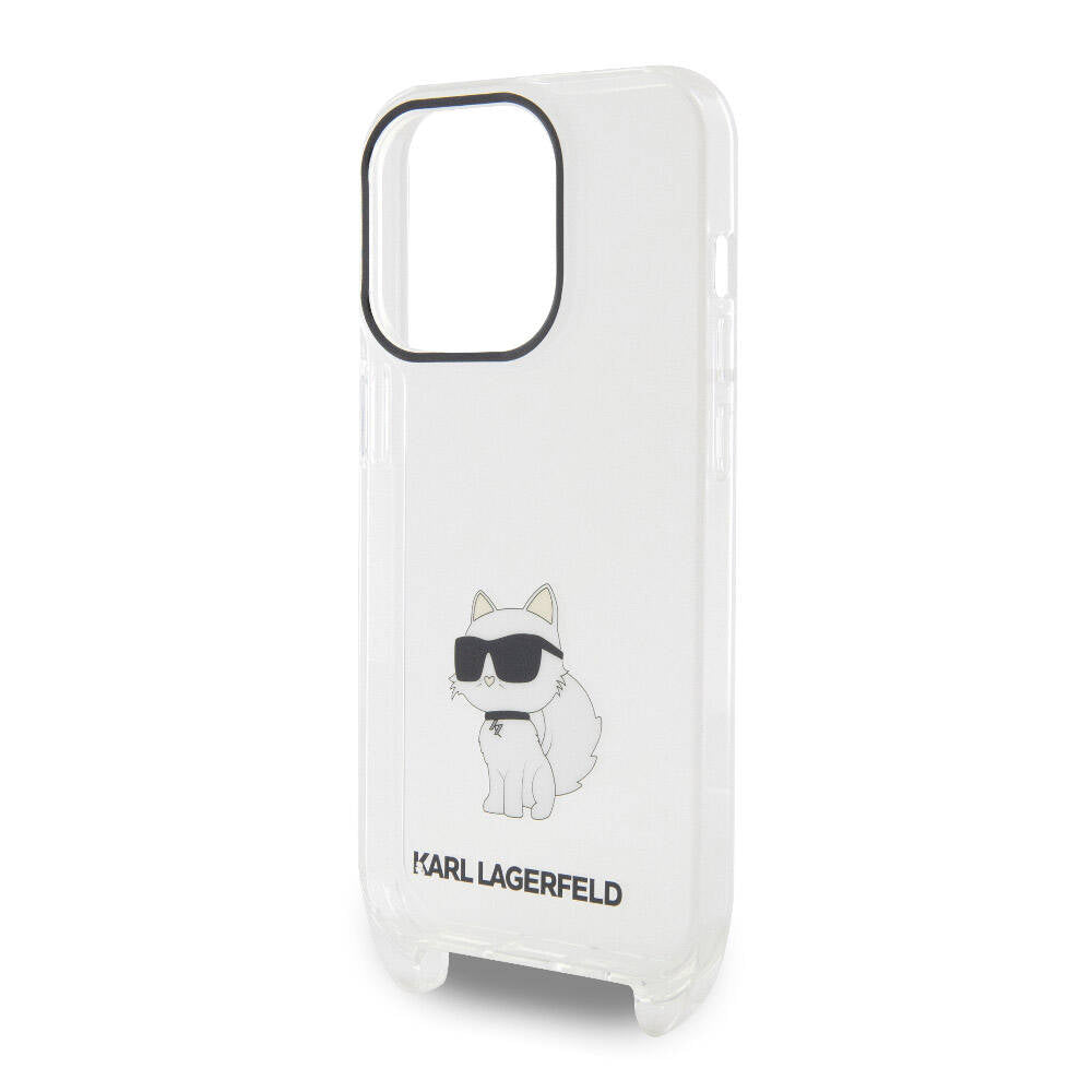 Karl Lagerfeld iPhone 15 Pro Max Orjinal Lisanslı Boyun Askılı Choupette İkonik Crossbody Telefon Kılıfı - 5
