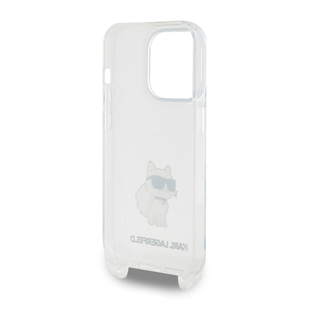 Karl Lagerfeld iPhone 15 Pro Max Orjinal Lisanslı Boyun Askılı Choupette İkonik Crossbody Telefon Kılıfı - 6