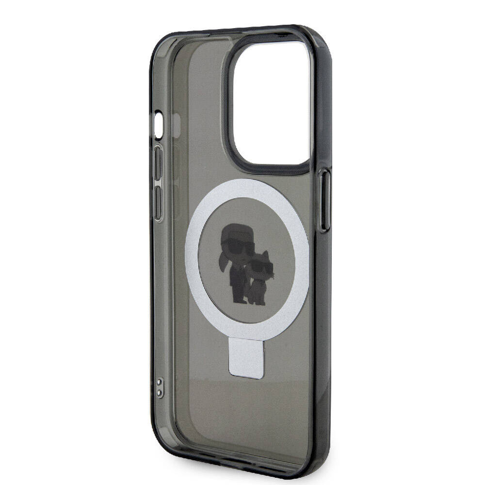Karl Lagerfeld iPhone 15 Pro Max Orjinal Lisanslı Magsafe Şarj Özellikli K&C İkonik Baskılı Ring Standlı Telefon Kılıfı - 10