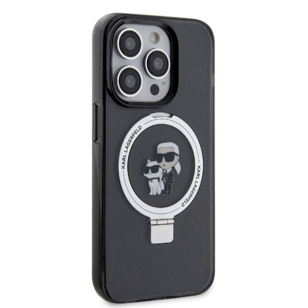 Karl Lagerfeld iPhone 15 Pro Max Orjinal Lisanslı Magsafe Şarj Özellikli K&C İkonik Baskılı Ring Standlı Telefon Kılıfı - 13