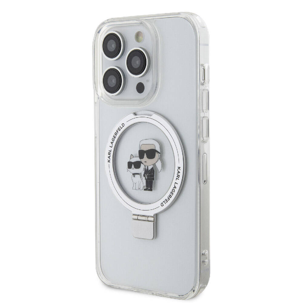 Karl Lagerfeld iPhone 15 Pro Max Orjinal Lisanslı Magsafe Şarj Özellikli K&C İkonik Baskılı Ring Standlı Telefon Kılıfı - 2