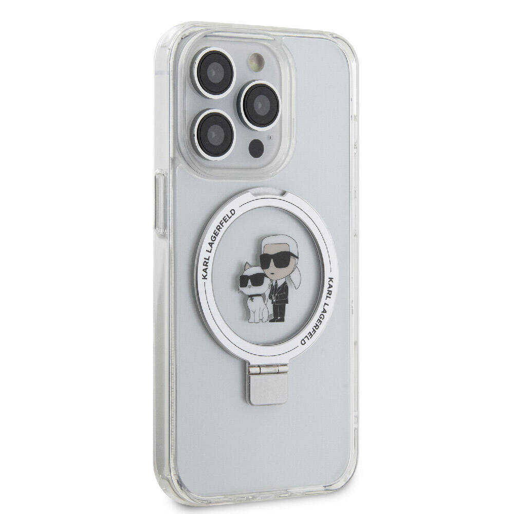 Karl Lagerfeld iPhone 15 Pro Max Orjinal Lisanslı Magsafe Şarj Özellikli K&C İkonik Baskılı Ring Standlı Telefon Kılıfı - 3