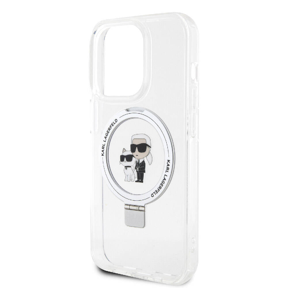 Karl Lagerfeld iPhone 15 Pro Max Orjinal Lisanslı Magsafe Şarj Özellikli K&C İkonik Baskılı Ring Standlı Telefon Kılıfı - 5