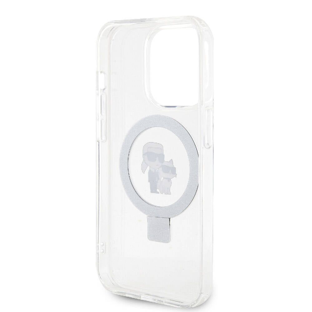 Karl Lagerfeld iPhone 15 Pro Max Orjinal Lisanslı Magsafe Şarj Özellikli K&C İkonik Baskılı Ring Standlı Telefon Kılıfı - 6