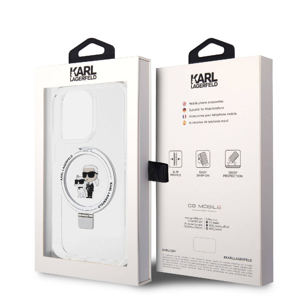 Karl Lagerfeld iPhone 15 Pro Max Orjinal Lisanslı Magsafe Şarj Özellikli K&C İkonik Baskılı Ring Standlı Telefon Kılıfı - 7