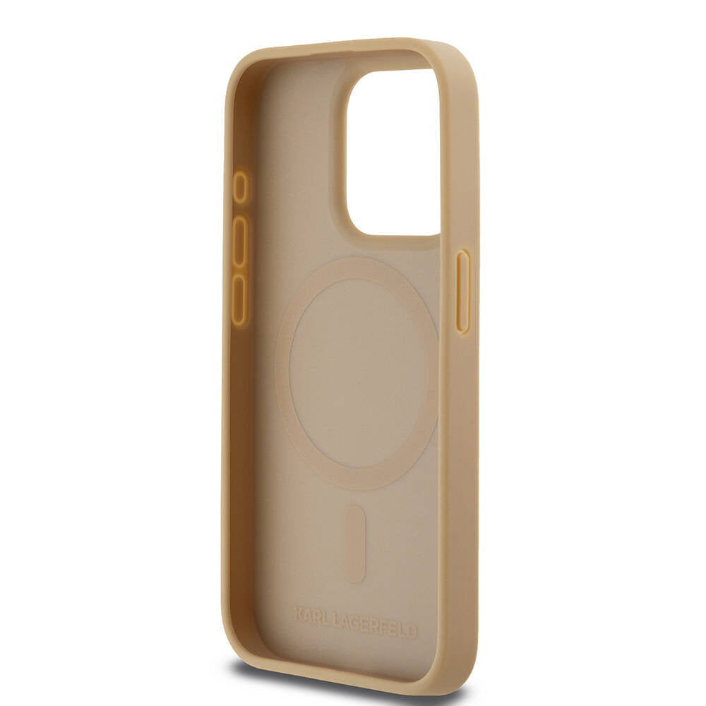 Karl Lagerfeld iPhone 15 Pro Max Orjinal Lisanslı M-safe Şarj Özellikli KL Yazılı Hot Stamp Kılıf