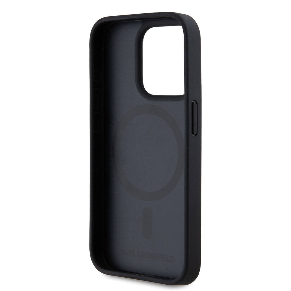 Karl Lagerfeld iPhone 15 Pro Max Orjinal Lisanslı M-safe Şarj Özellikli KL Yazılı Hot Stamp Kılıf