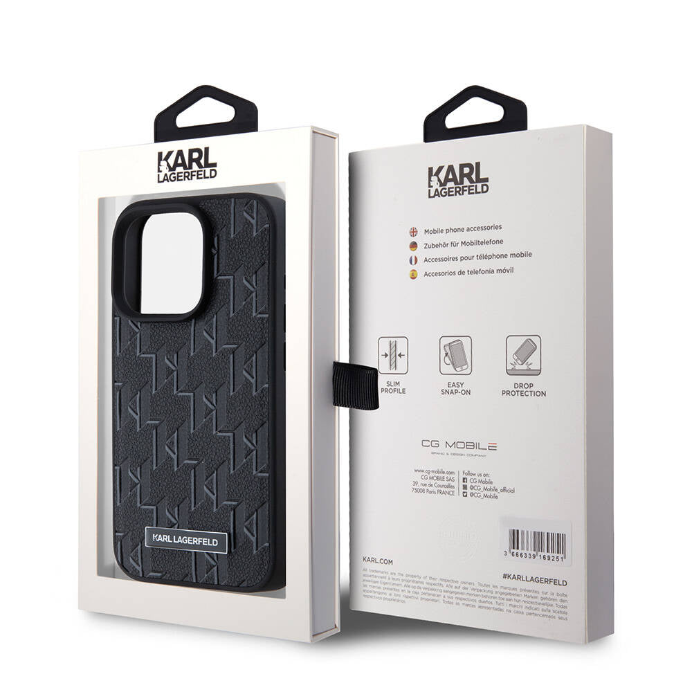 Karl Lagerfeld iPhone 15 Pro Max Orjinal Lisanslı M-safe Şarj Özellikli KL Yazılı Hot Stamp Kılıf