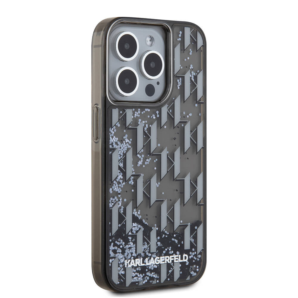 Karl Lagerfeld iPhone 15 Pro Max Orjinal Lisanslı Simli KL Yazılı Monogram Gradıent Telefon Kılıfı - 2
