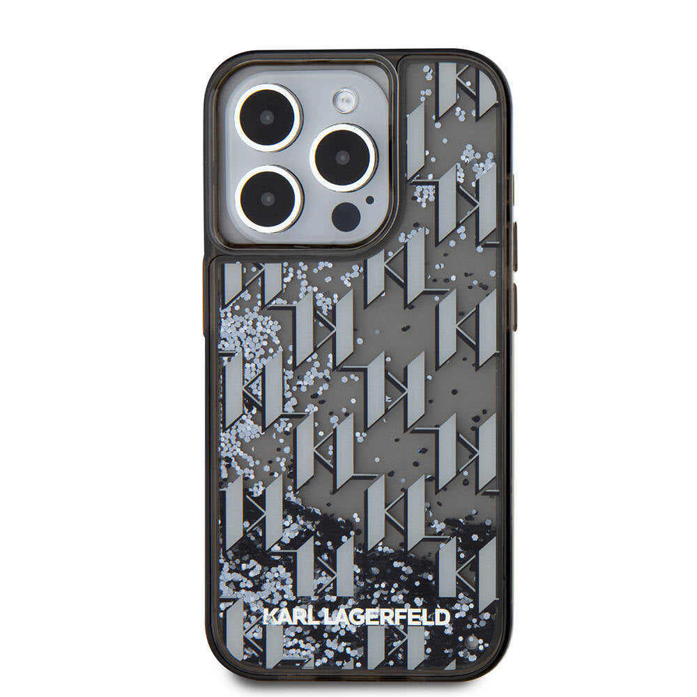 Karl Lagerfeld iPhone 15 Pro Max Orjinal Lisanslı Simli KL Yazılı Monogram Gradıent Telefon Kılıfı - 4