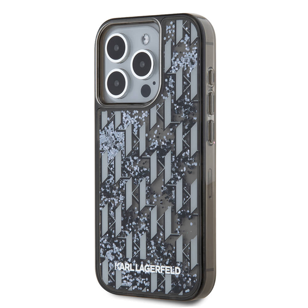 Karl Lagerfeld iPhone 15 Pro Max Orjinal Lisanslı Simli KL Yazılı Monogram Gradıent Telefon Kılıfı - 3