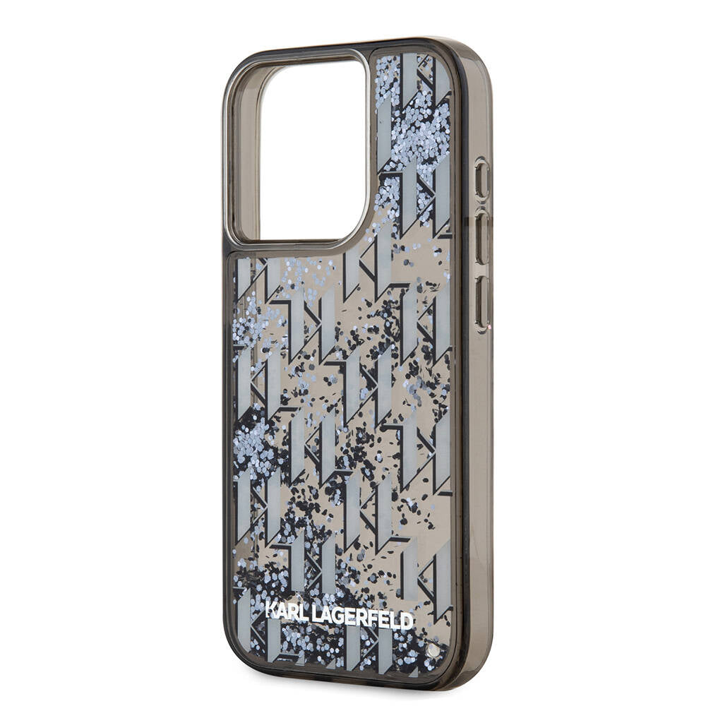 Karl Lagerfeld iPhone 15 Pro Max Orjinal Lisanslı Simli KL Yazılı Monogram Gradıent Telefon Kılıfı - 6