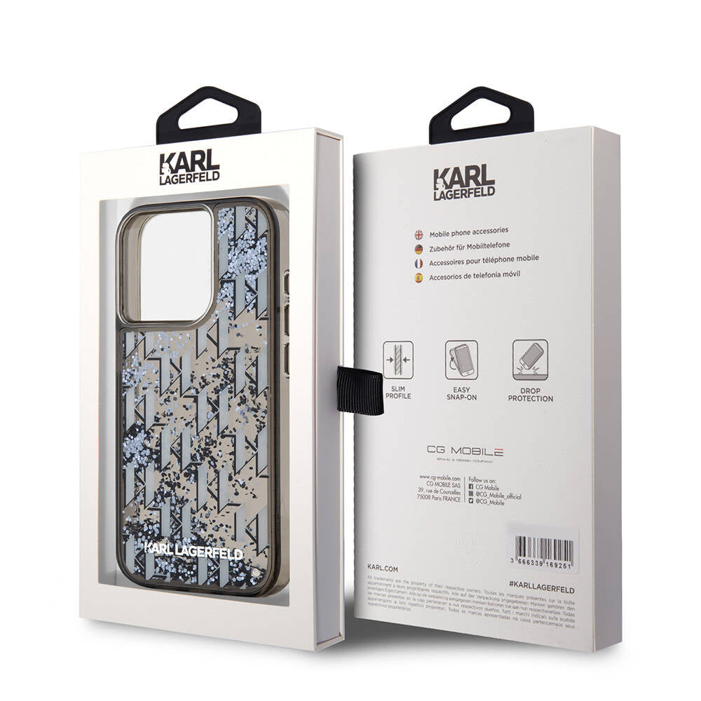 Karl Lagerfeld iPhone 15 Pro Max Orjinal Lisanslı Simli KL Yazılı Monogram Gradıent Telefon Kılıfı - 8