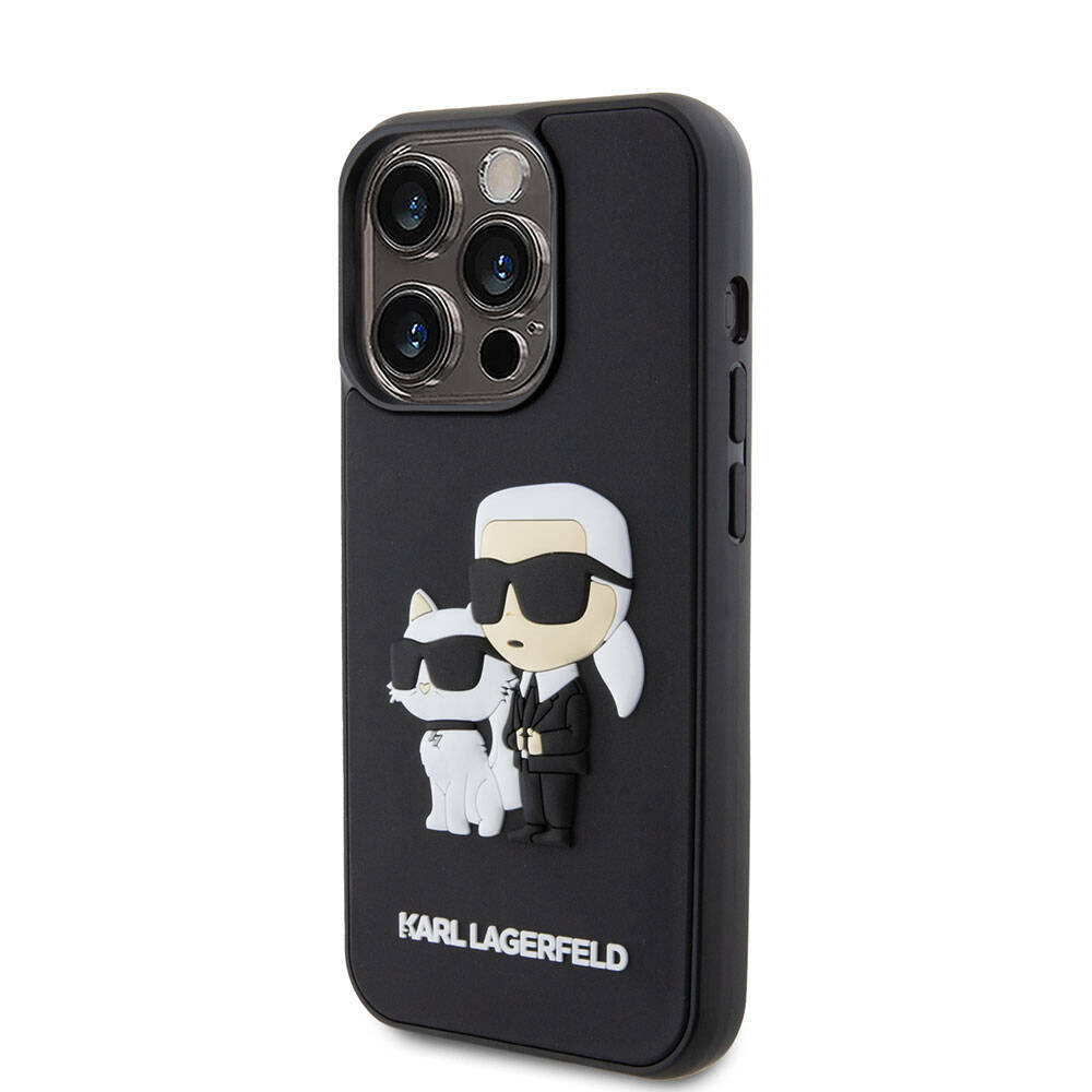 Karl Lagerfeld iPhone 15 Pro Max Kılıf Silikon 3D K&C Logo Orjinal Lisanslı Telefon Kılıfı - 3