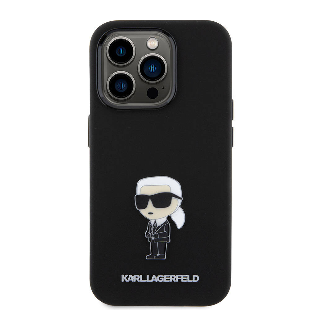 Karl Lagerfeld iPhone 15 Pro Max Silikon İkonik Metal Logo Orjinal Lisanslı Telefon Kılıfı - 2