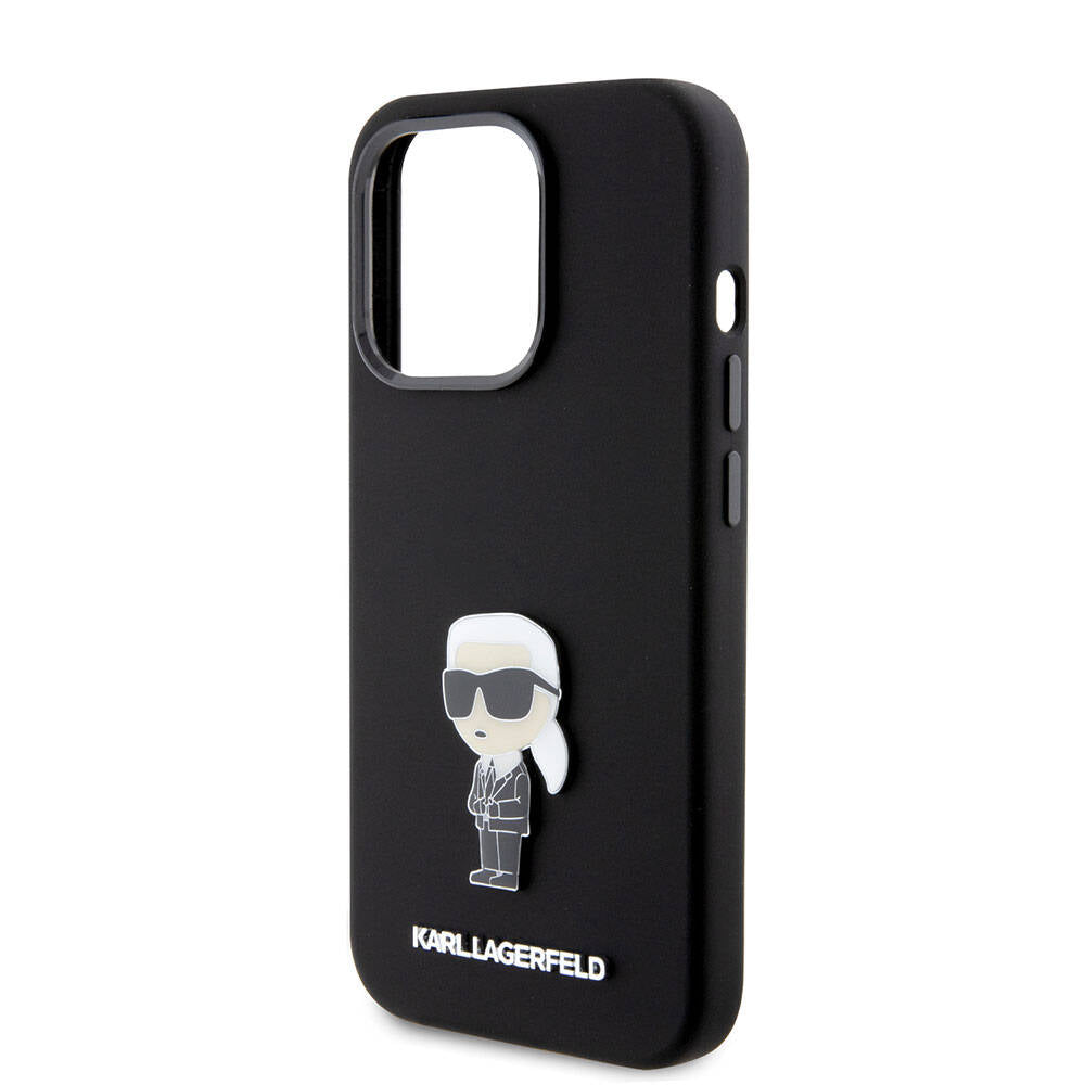 Karl Lagerfeld iPhone 15 Pro Max Silikon İkonik Metal Logo Orjinal Lisanslı Telefon Kılıfı - 5