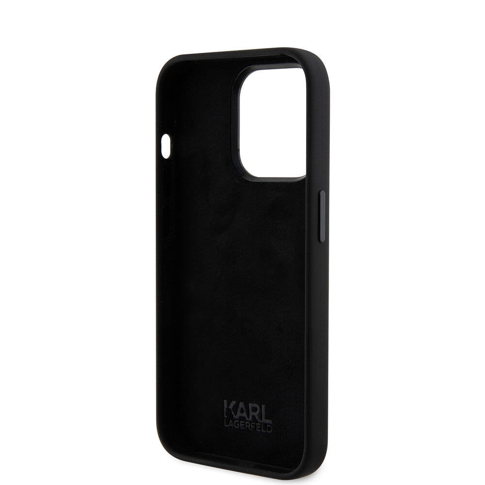 Karl Lagerfeld iPhone 15 Pro Max Silikon İkonik Metal Logo Orjinal Lisanslı Telefon Kılıfı - 6