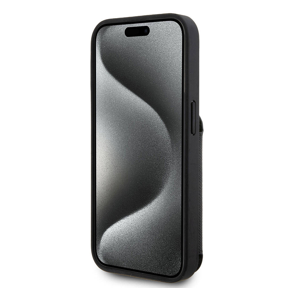 Karl Lagerfeld iPhone 15 Pro Max Standlı Kartlıklı Saffiano K&C Metal Logo Orjinal Lisanslı Telefon Kılıfı - 2