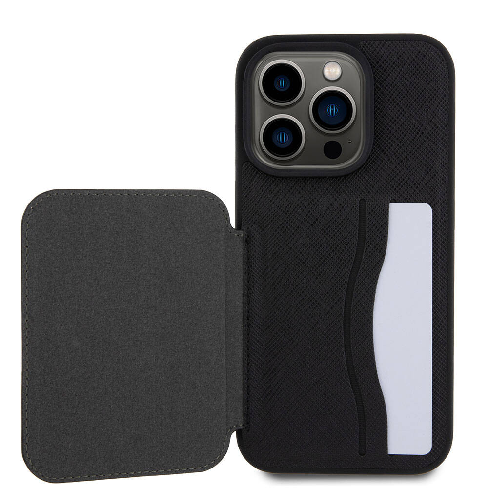 Karl Lagerfeld iPhone 15 Pro Max Standlı Kartlıklı Saffiano K&C Metal Logo Orjinal Lisanslı Telefon Kılıfı - 7