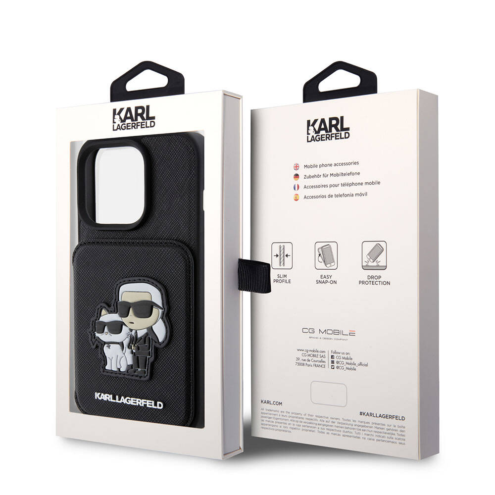 Karl Lagerfeld iPhone 15 Pro Max Standlı Kartlıklı Saffiano K&C Metal Logo Orjinal Lisanslı Telefon Kılıfı - 8
