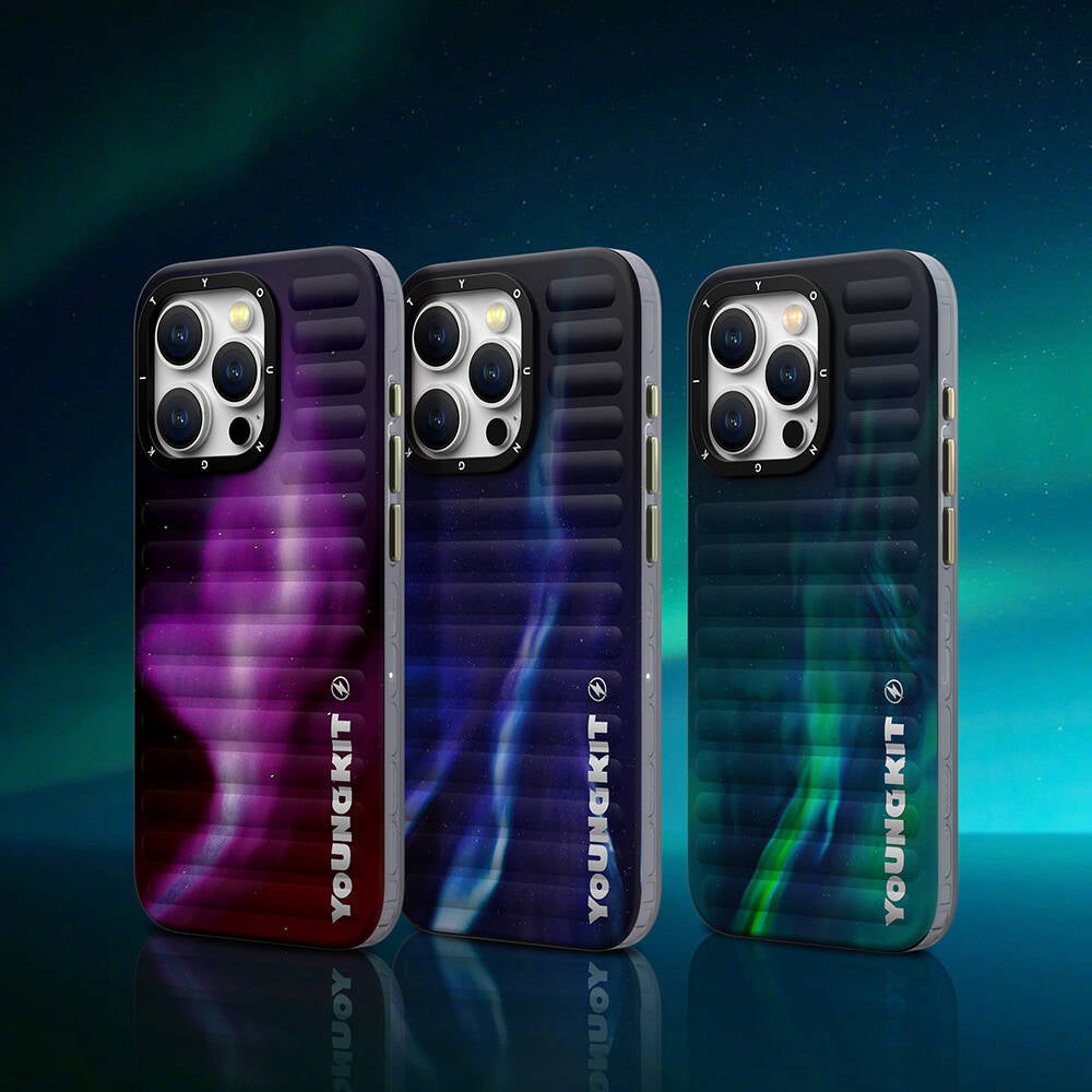 Youngkit Aurora Serisi iPhone 15 Pro Max Kuzey Işıkları Desenli Telefon Kılıfı - 12