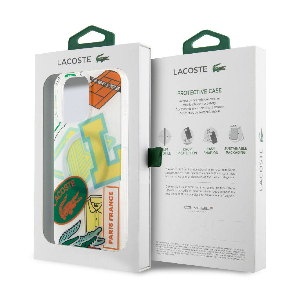 Lacoste iPhone 15 Pro Max Orjinal Lisanslı Magsafe Şarj Özellikli Çift Katmanlı Yamalar Desenli Telefon Kılıfı - 8