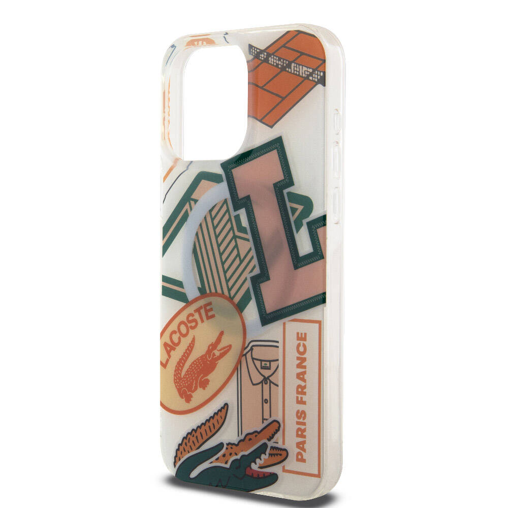 Lacoste iPhone 15 Pro Max Orjinal Lisanslı Magsafe Şarj Özellikli Çift Katmanlı Yamalar Desenli Telefon Kılıfı - 13