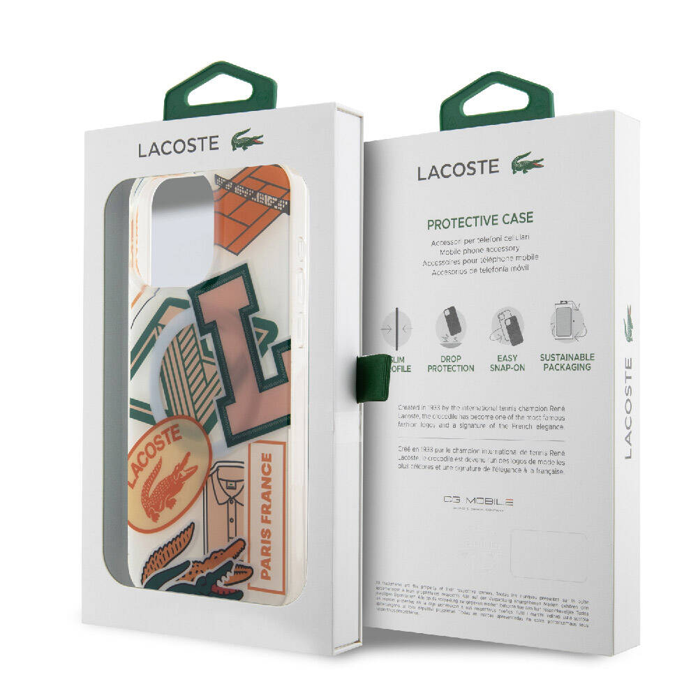 Lacoste iPhone 15 Pro Max Orjinal Lisanslı Magsafe Şarj Özellikli Çift Katmanlı Yamalar Desenli Telefon Kılıfı - 15