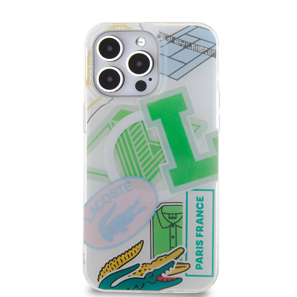 Lacoste iPhone 15 Pro Max Orjinal Lisanslı Magsafe Şarj Özellikli Çift Katmanlı Yamalar Desenli Telefon Kılıfı - 17