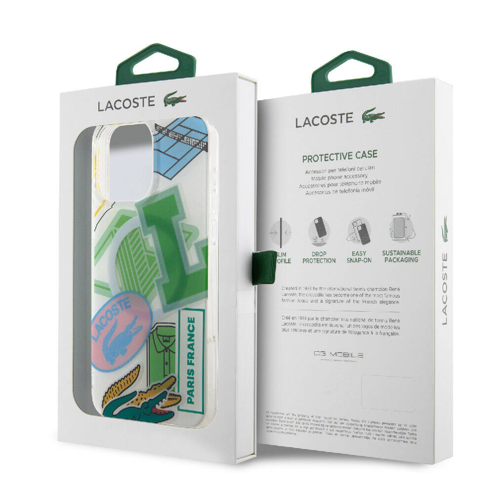 Lacoste iPhone 15 Pro Max Orjinal Lisanslı Magsafe Şarj Özellikli Çift Katmanlı Yamalar Desenli Telefon Kılıfı - 22