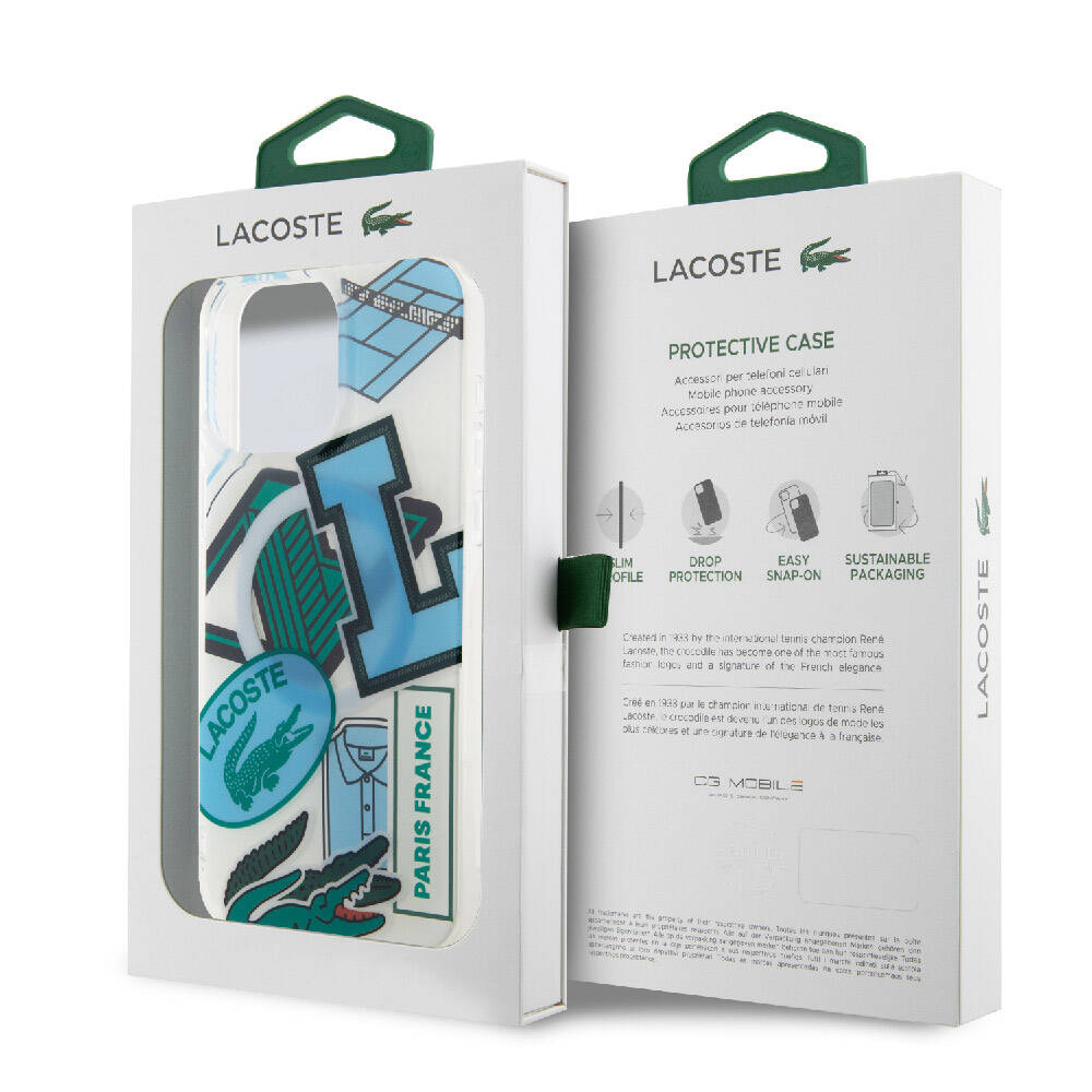 Lacoste iPhone 15 Pro Max Orjinal Lisanslı Magsafe Şarj Özellikli Çift Katmanlı Yamalar Desenli Telefon Kılıfı - 29