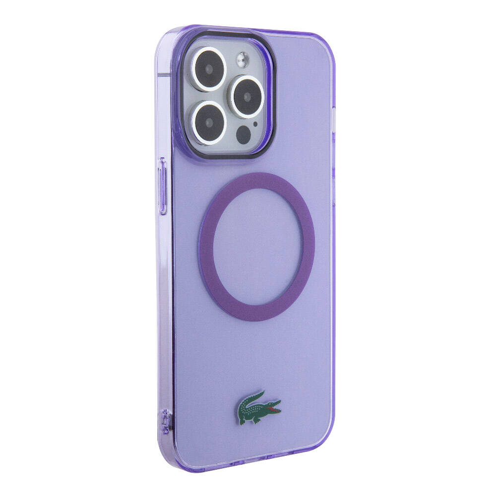 Lacoste iPhone 15 Pro Max Orjinal Lisanslı Magsafe Şarj Özellikli İkonik Timsah Logolu Hard Parme Telefon Kılıfı - 4