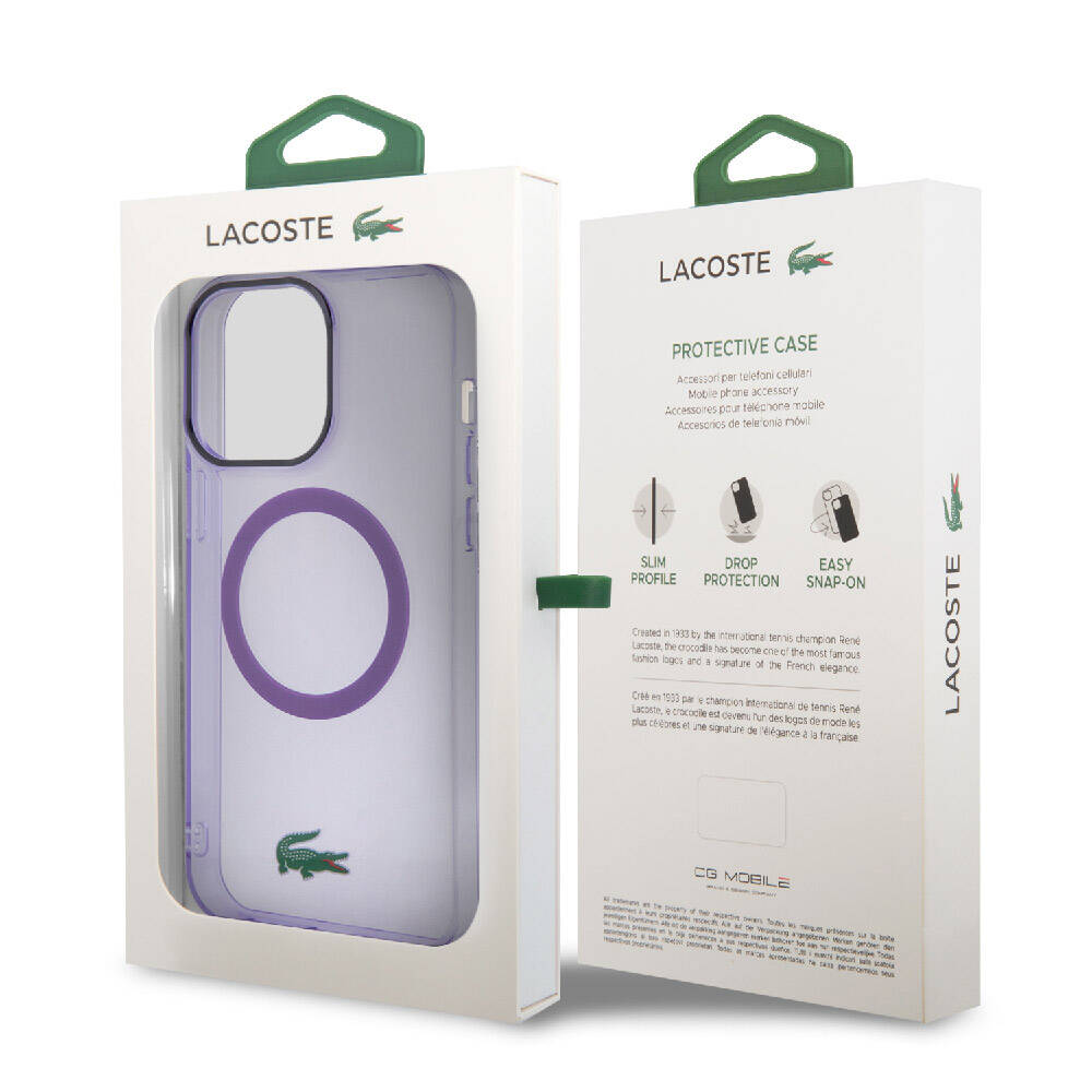 Lacoste iPhone 15 Pro Max Orjinal Lisanslı Magsafe Şarj Özellikli İkonik Timsah Logolu Hard Parme Telefon Kılıfı - 8