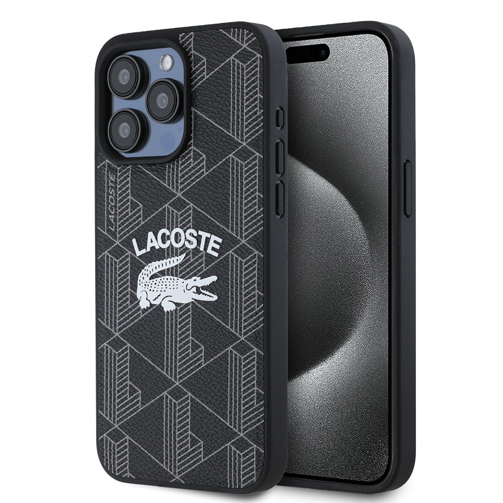 Lacoste iPhone 15 Pro Max Orjinal Lisanslı M-safe Şarj Özellikli Mono Vintage Logo Kılıf