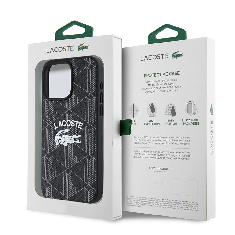 Lacoste iPhone 15 Pro Max Orjinal Lisanslı M-safe Şarj Özellikli Mono Vintage Logo Kılıf