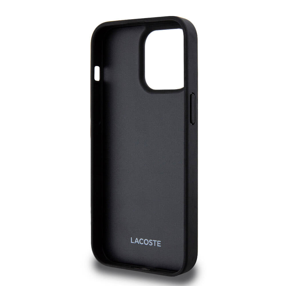 Lacoste iPhone 15 Pro Max Orjinal Lisanslı Magsafe Şarj Özellikli PU Deri Görünümlü Kartlıklı Karışık Monogram Desenli Telefon Kılıfı - 21