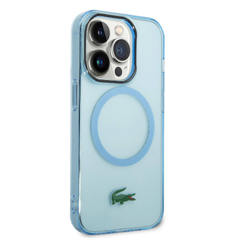 Lacoste iPhone 15 Pro Max Orjinal Lisanslı Magsafe Şarj Özellikli Transparan Timsah Logo Baskılı Telefon Kılıfı - 4