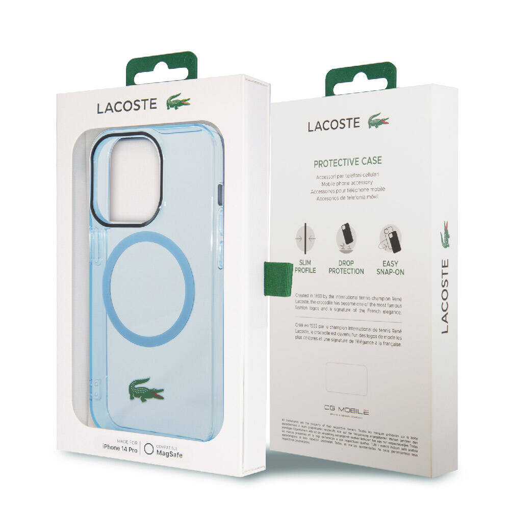 Lacoste iPhone 15 Pro Max Orjinal Lisanslı Magsafe Şarj Özellikli Transparan Timsah Logo Baskılı Telefon Kılıfı - 8