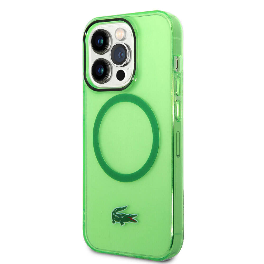 Lacoste iPhone 15 Pro Max Orjinal Lisanslı Magsafe Şarj Özellikli Transparan Timsah Logo Baskılı Telefon Kılıfı - 9