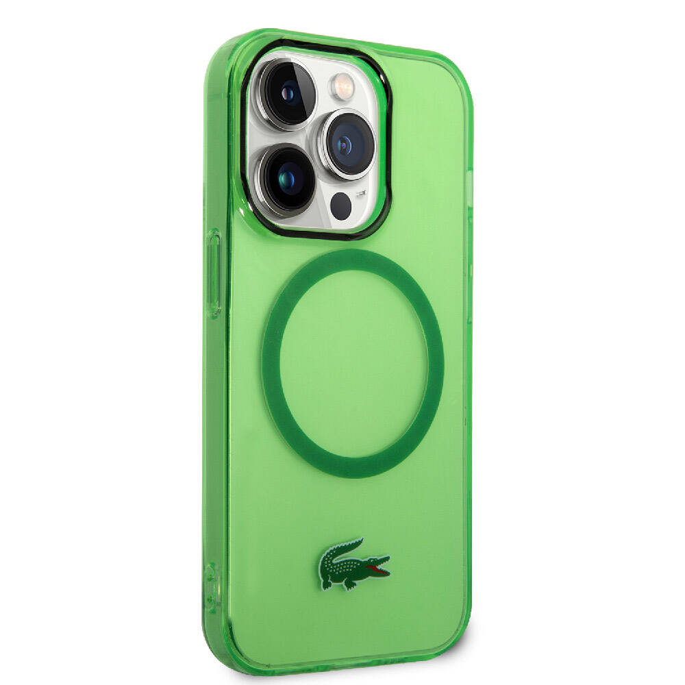 Lacoste iPhone 15 Pro Max Orjinal Lisanslı Magsafe Şarj Özellikli Transparan Timsah Logo Baskılı Telefon Kılıfı - 11