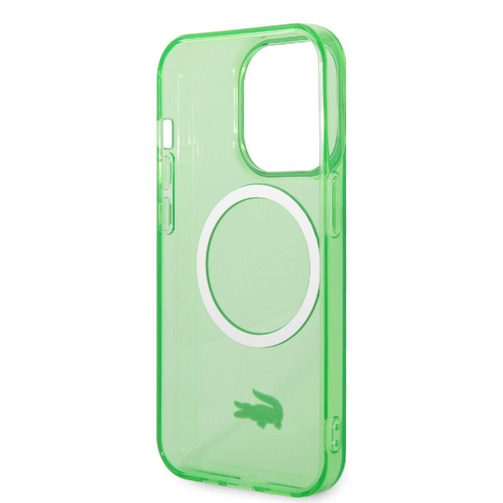 Lacoste iPhone 15 Pro Max Orjinal Lisanslı Magsafe Şarj Özellikli Transparan Timsah Logo Baskılı Telefon Kılıfı - 14